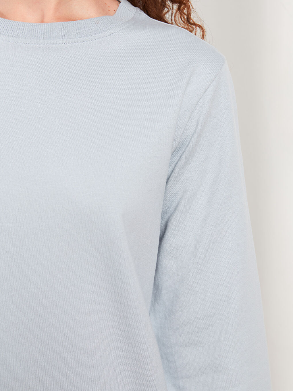 Mavi Bisiklet Yaka Düz Uzun Kollu Kadın Sweatshirt Tunik-3