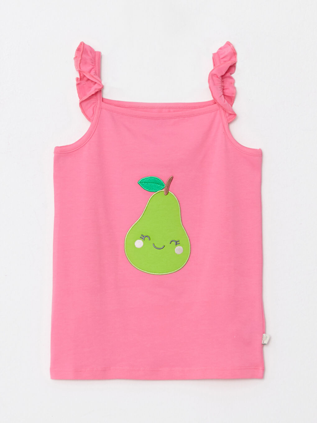 Fuşya Kare Yaka Nakışlı Kız Çocuk Atlet