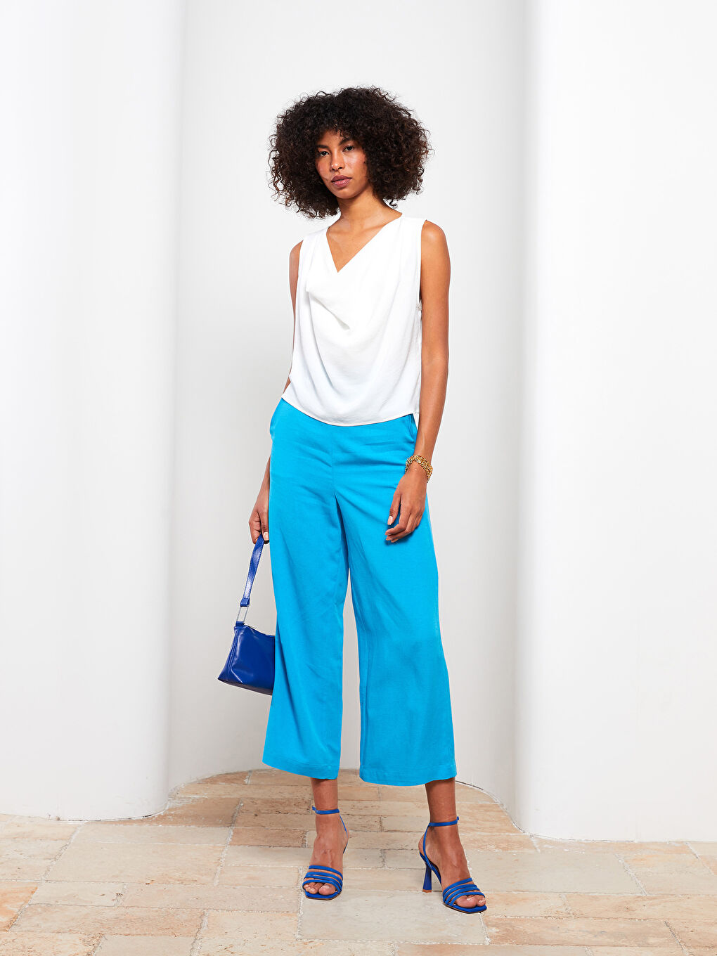 Flowy Collar Straight Sleeveless Crop Women's Blouse -S2MV61Z8-R9J