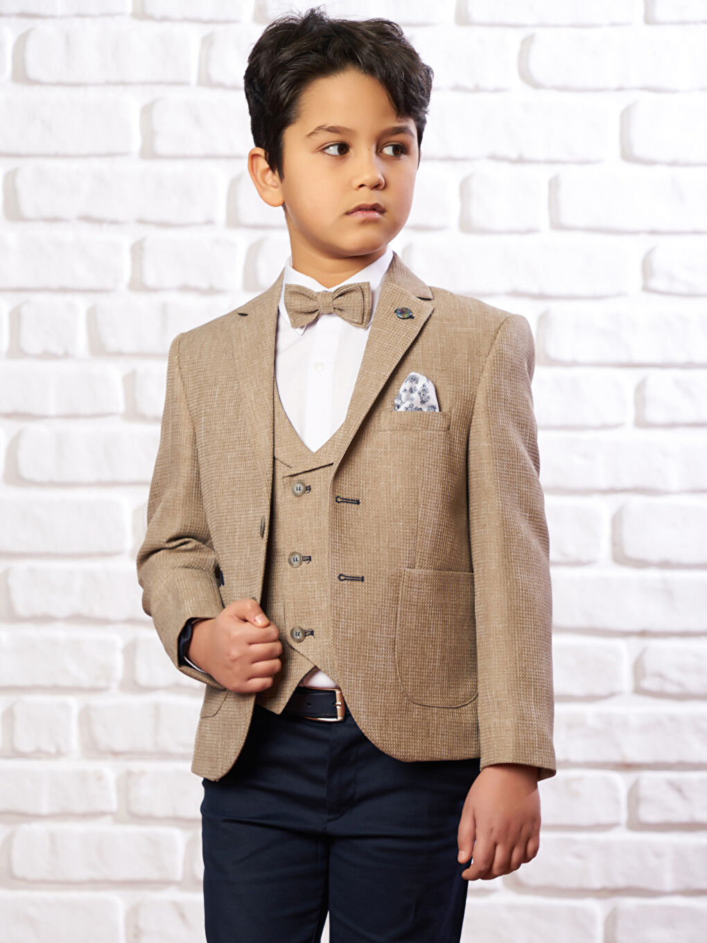 Bej Erkek Çocuk Takım Elbise
