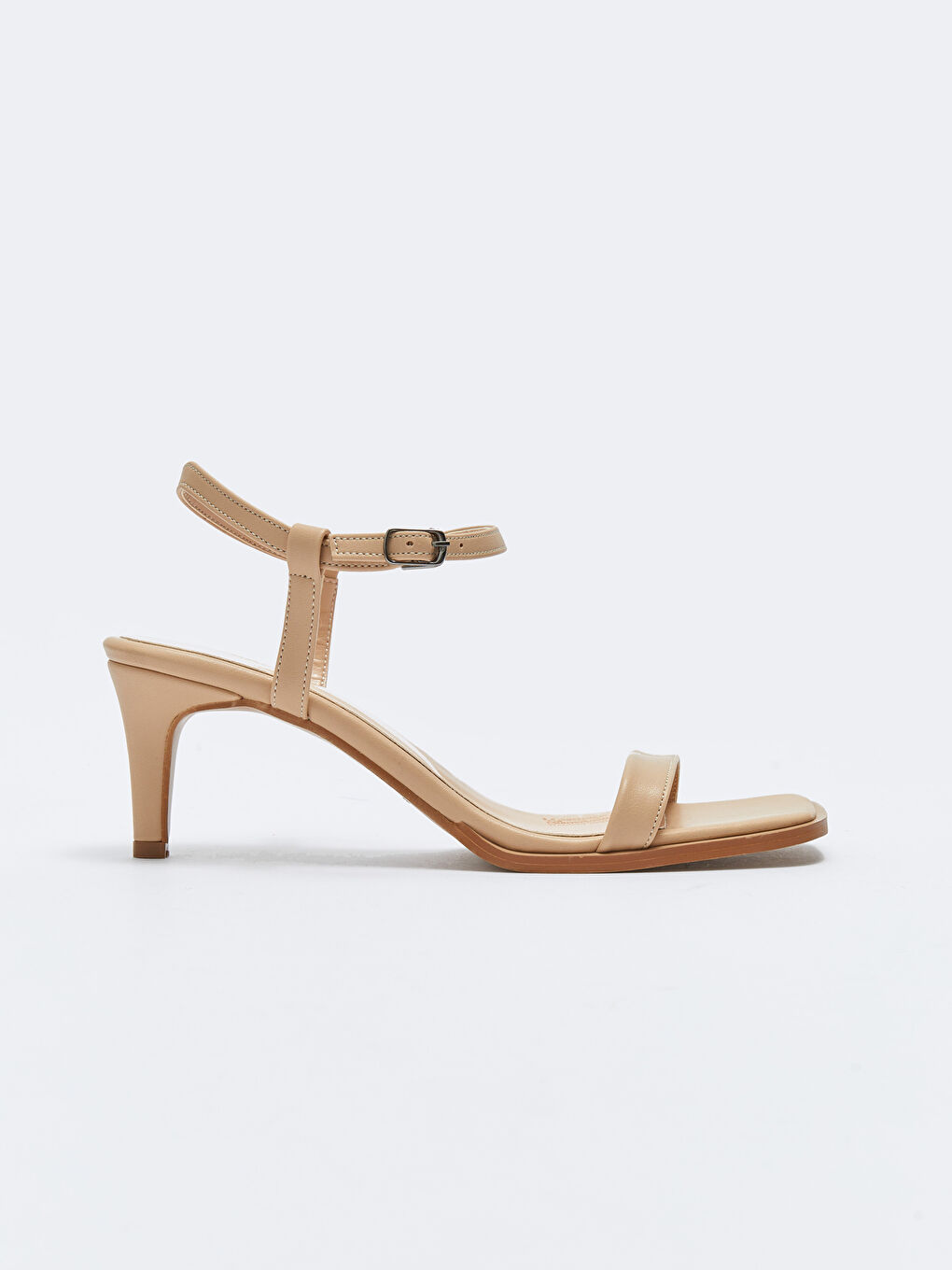 Bej Deri Görünümlü Kadın Düz Topuklu Ayakkabı-1