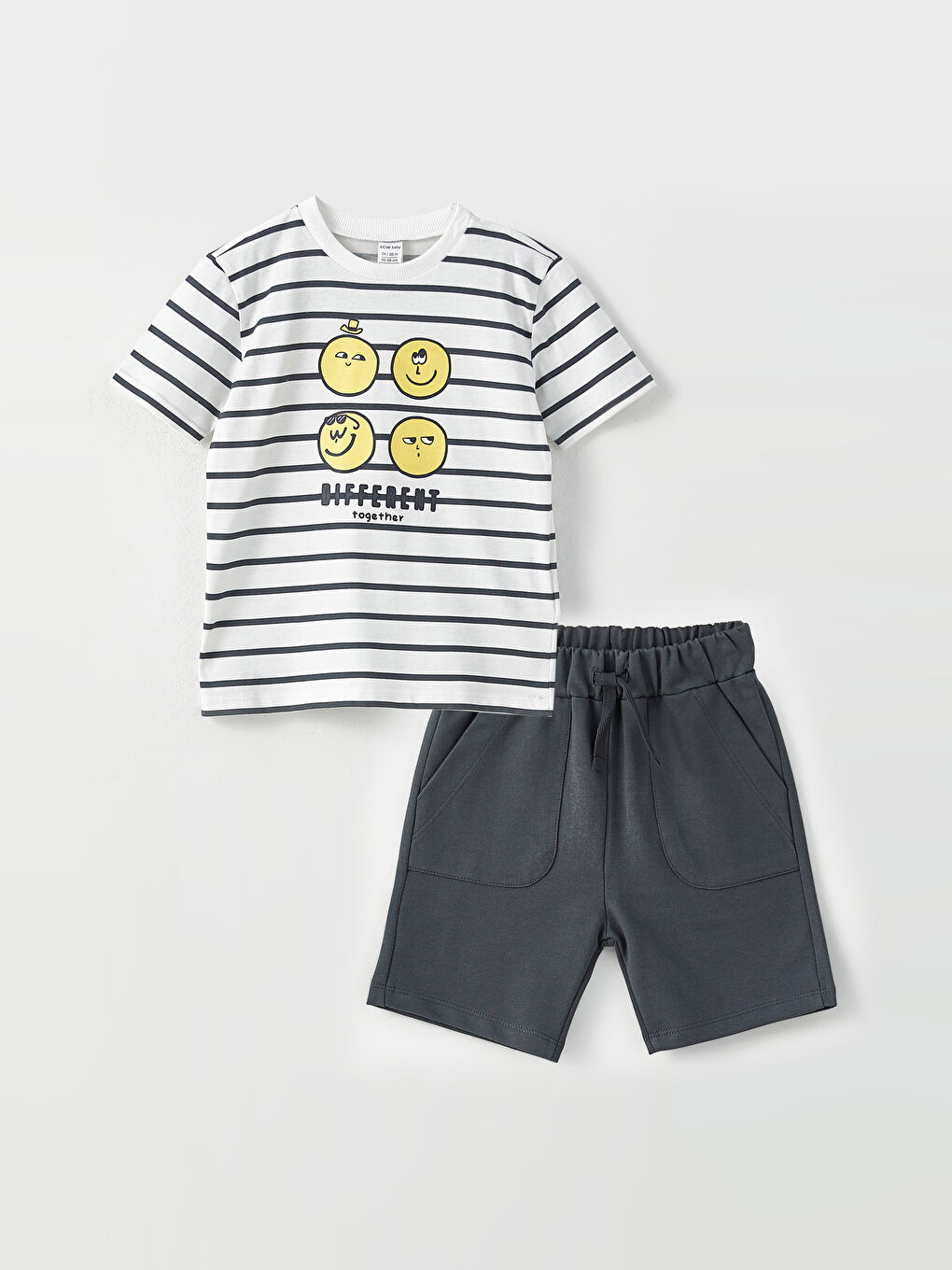 LCW baby Rundhalsausschnitt Kurzarm Bedruckt Baby Jungen T-Shirt und Shorts 2er-Pack Set -S2N139Z1-LFY