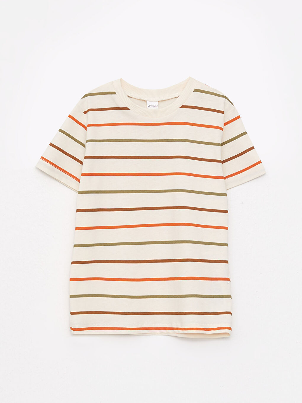 Tricou pentru Bebeluși Băieți cu Guler Rotund, Mânecă Scurtă, Vărgat