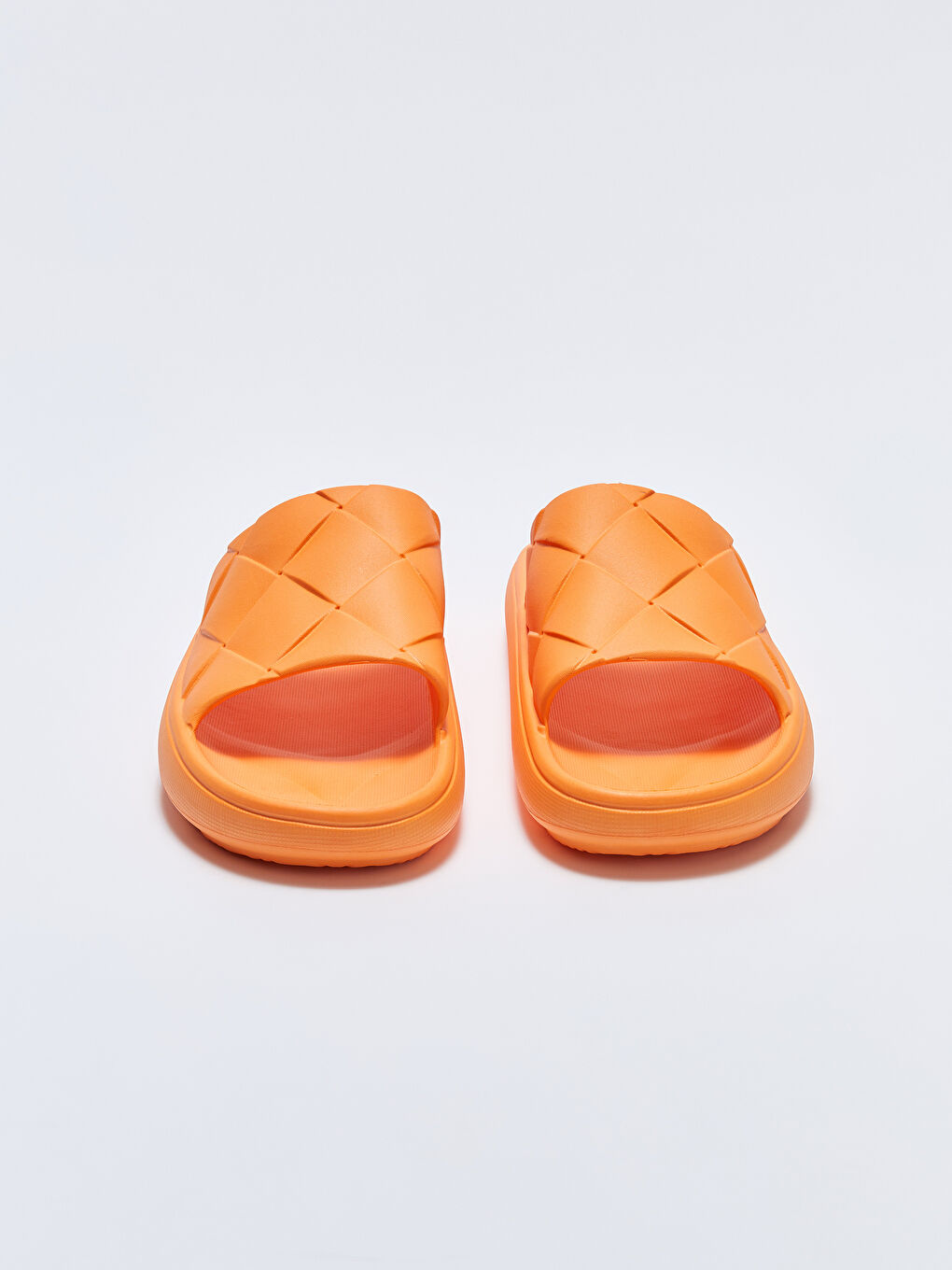 Turuncu Tek Bantlı Kendinden Desenli Erkek Terlik-2