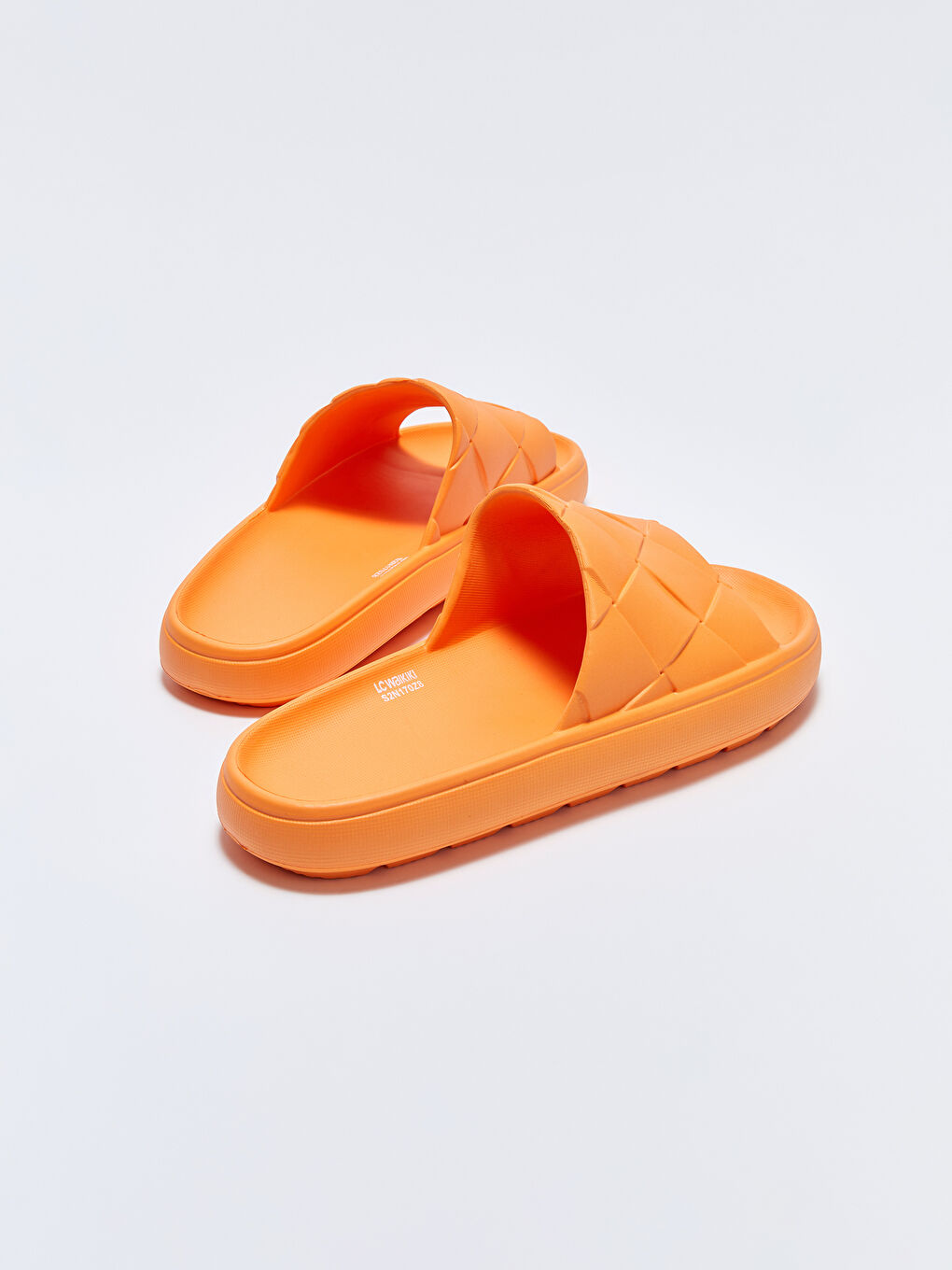 Turuncu Tek Bantlı Kendinden Desenli Erkek Terlik-3