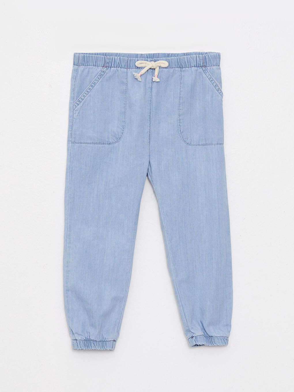 İndigo Beli Lastikli Basic Kız Bebek Jean Pantolon