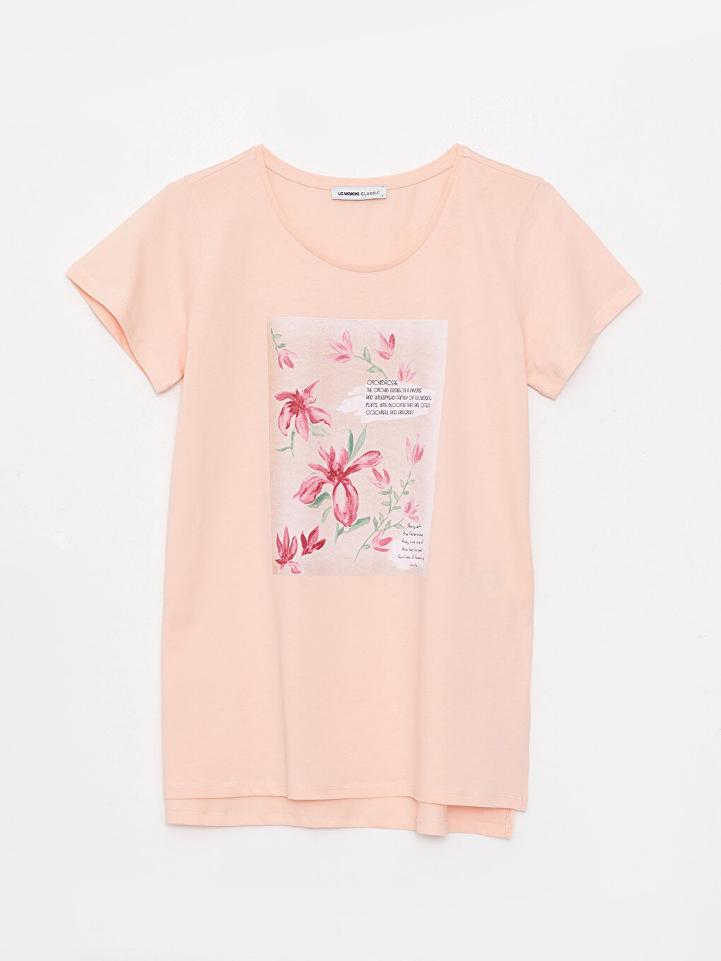 Bisiklet Yaka Baskılı Kısa Kollu Pamuklu Kadın Tişört-5