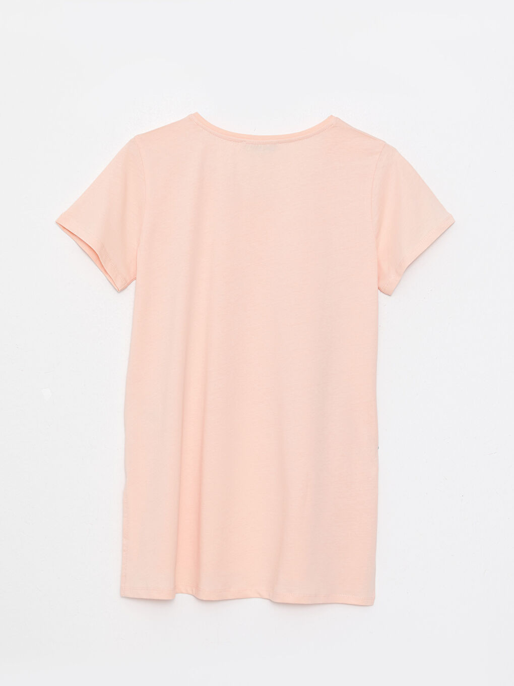Bisiklet Yaka Baskılı Kısa Kollu Pamuklu Kadın Tişört-6