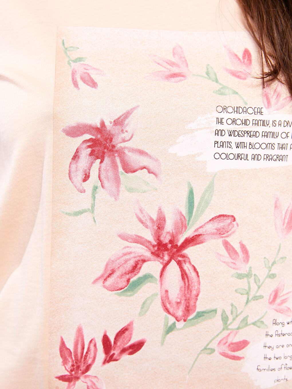 Bisiklet Yaka Baskılı Kısa Kollu Pamuklu Kadın Tişört-3