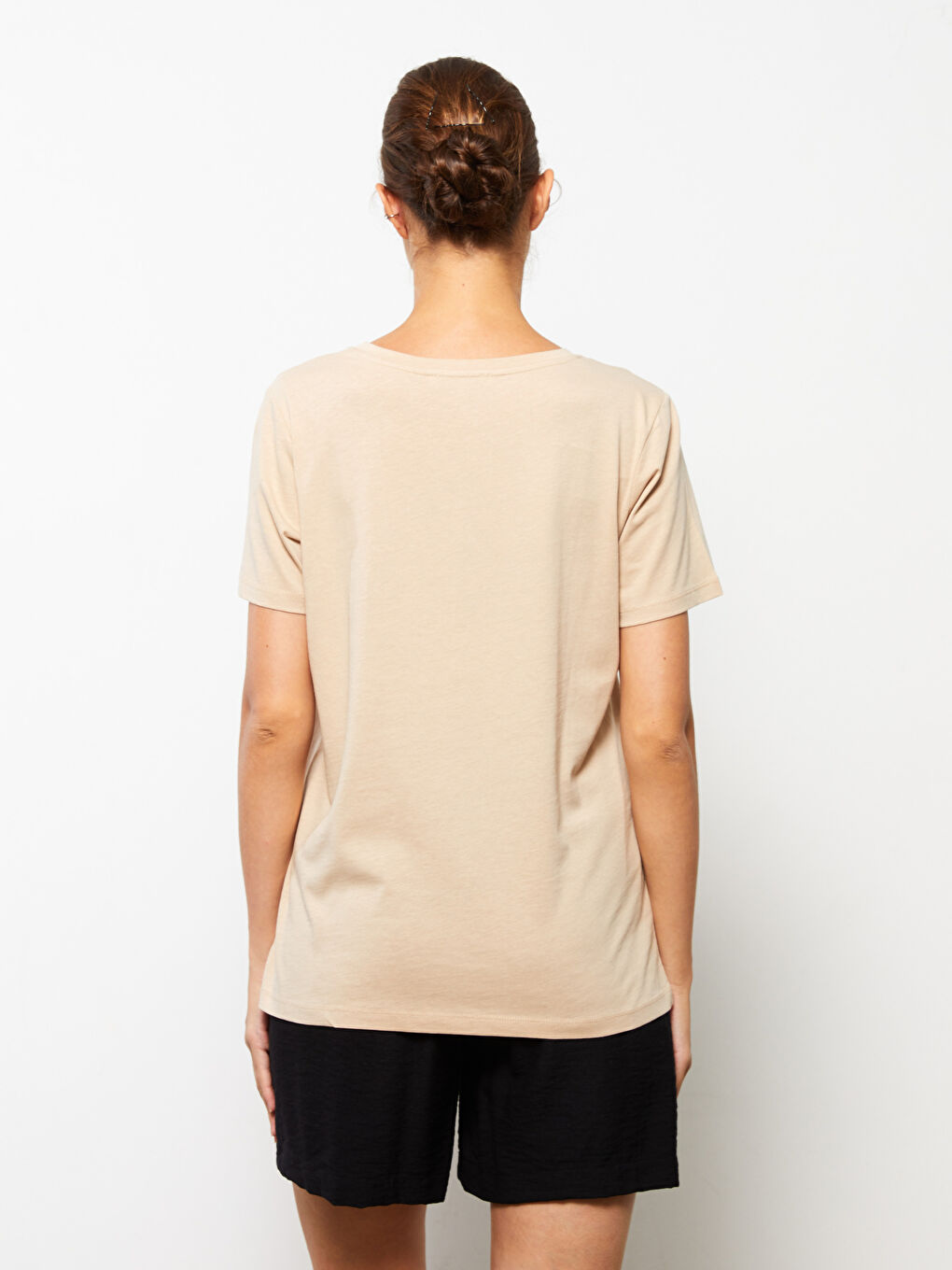 Crew Neck Printed Short Sleeve Cotton Women's T-shirt-3