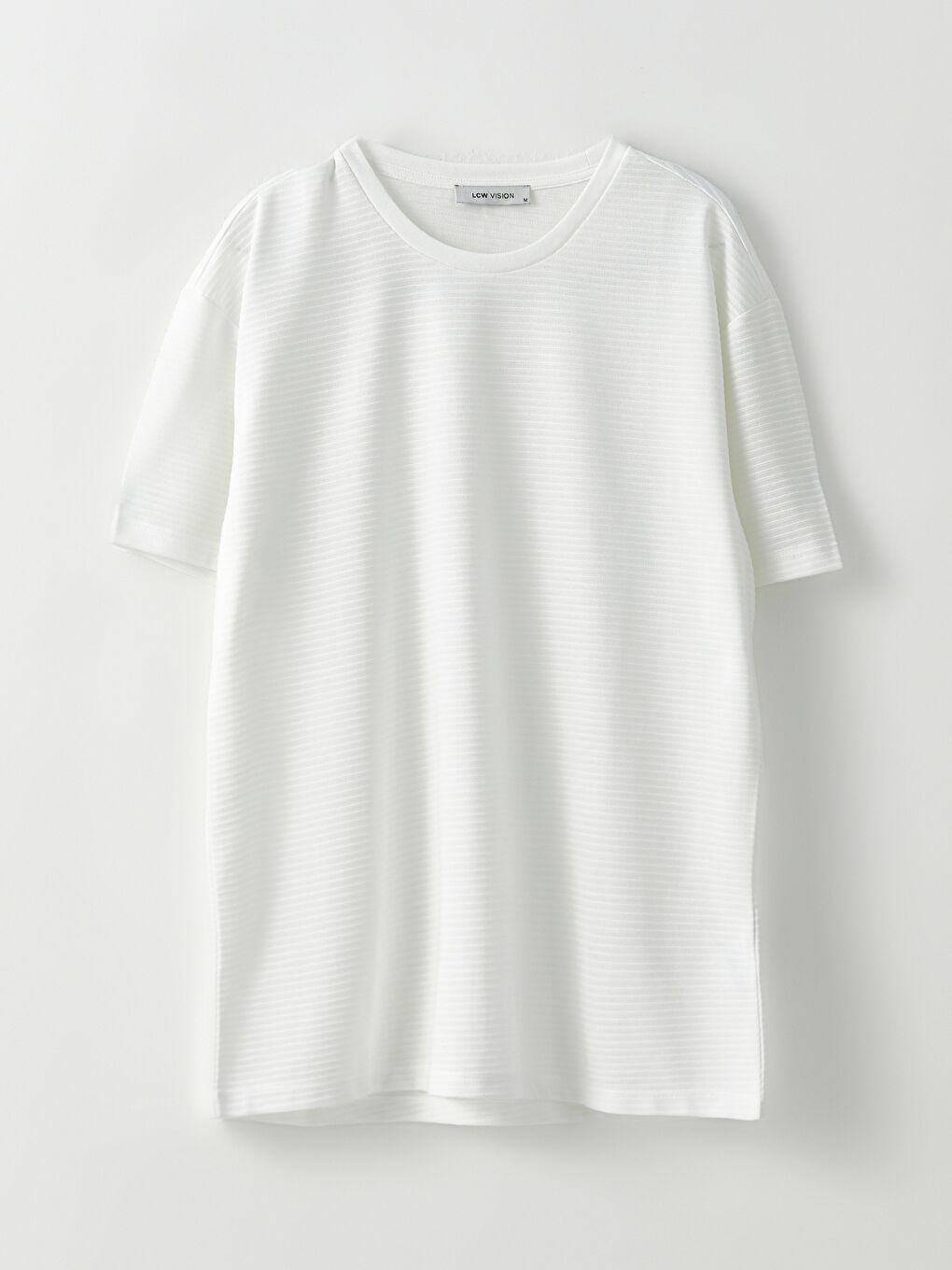 Ekru Bisiklet Yaka Kısa Kollu Erkek Tişört-5