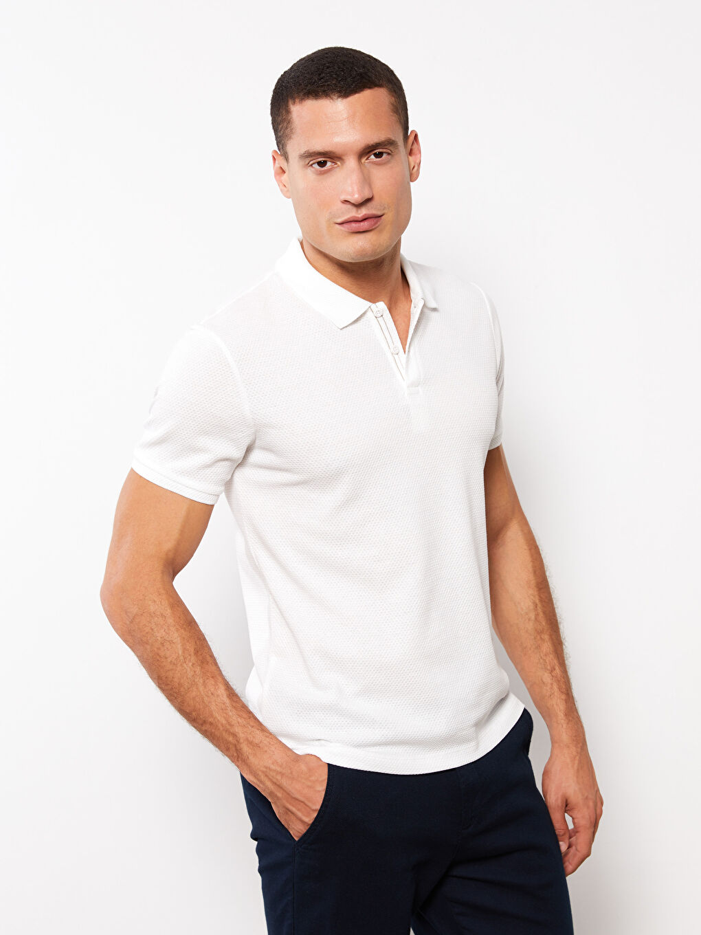 Polo Neck Short Sleeve Men's T-Shirt-1