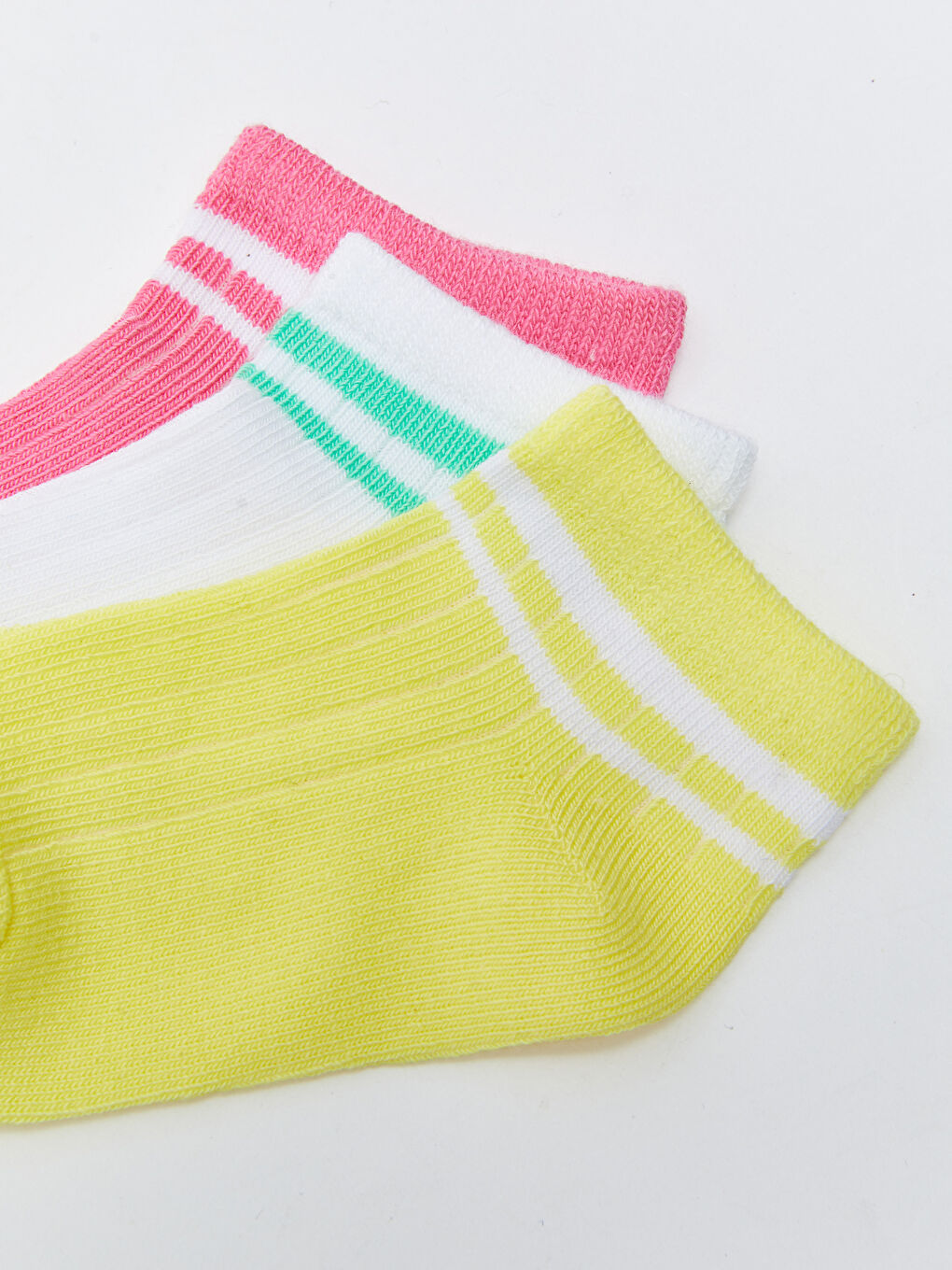 Beyaz Çizgili Kız Bebek Patik Çorap 3'lü-2