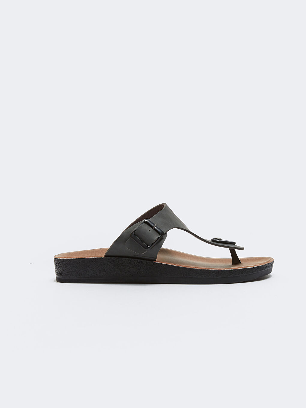 Gri Deri Görünümlü Parmak Arası Erkek Terlik-1