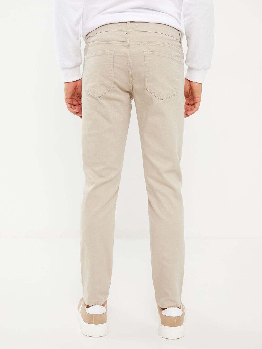Bej Slim Fit Gabardin Erkek Pantolon-4