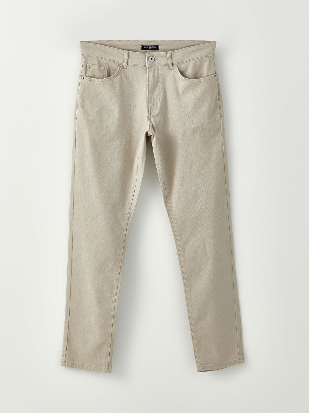 Bej Slim Fit Gabardin Erkek Pantolon-5