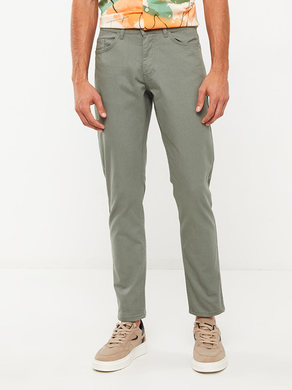 Yeşil Slim Fit Gabardin Erkek Pantolon-2