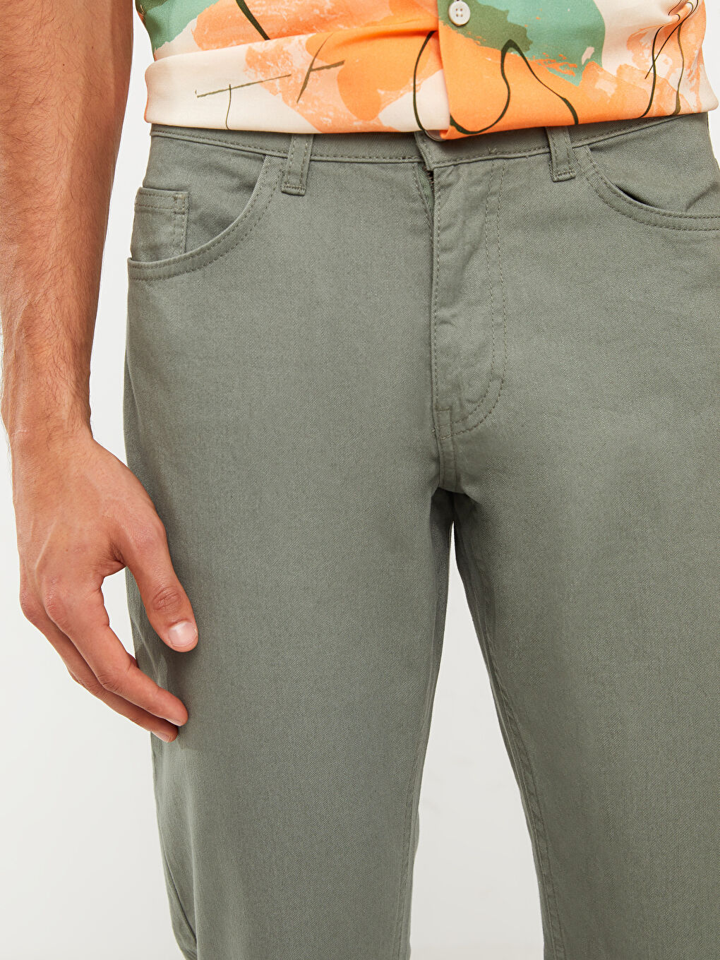 Yeşil Slim Fit Gabardin Erkek Pantolon-4