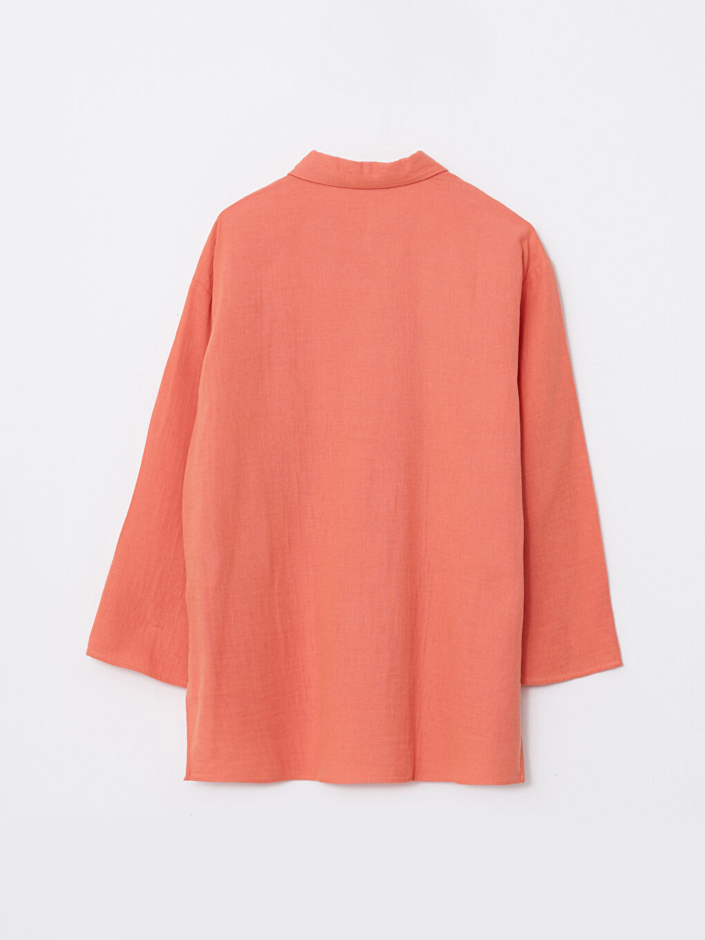 Turuncu Düz Müslin Kadın Gömlek Tunik-6