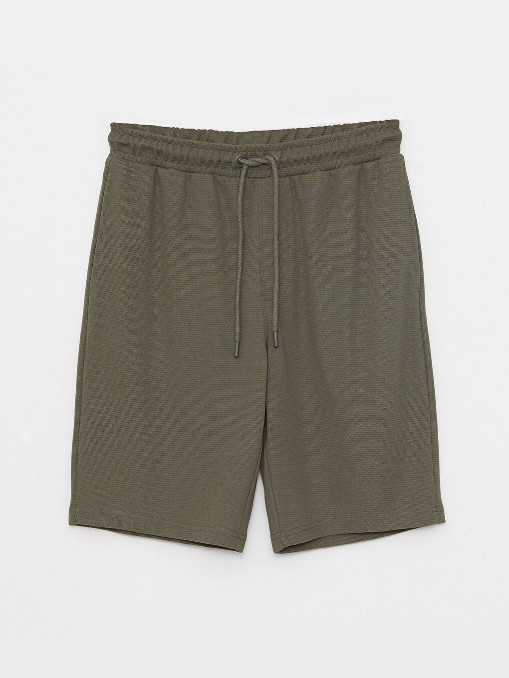 Haki Standart Kalıp Beli Lastikli Erkek Şort-5