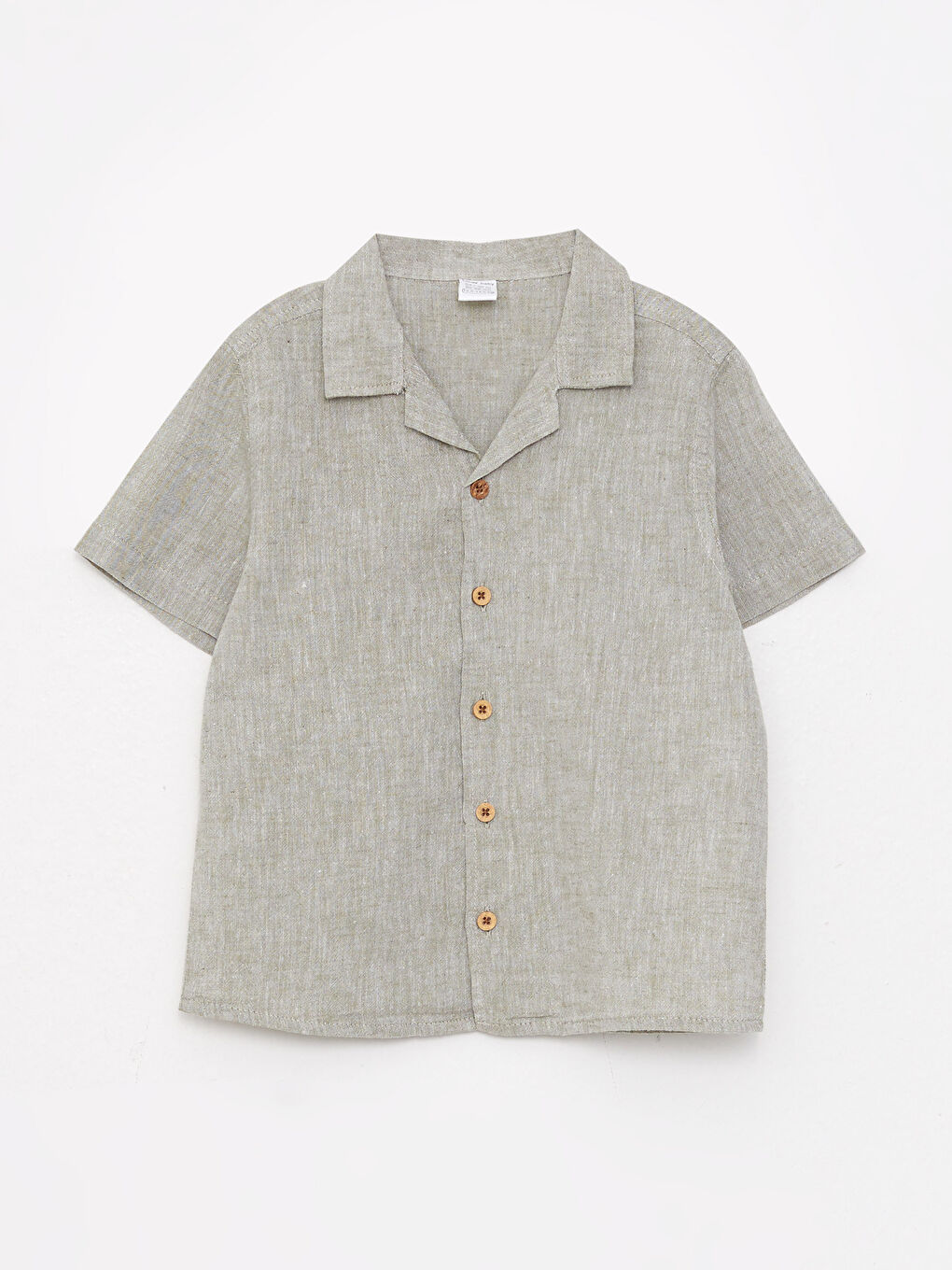 Haki Kısa Kollu Basic Erkek Bebek Gömlek