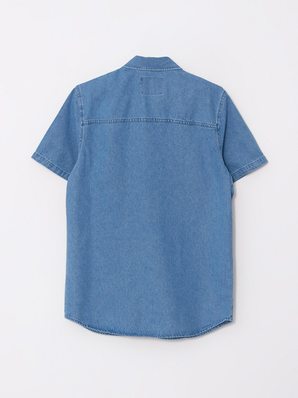 İndigo Regular Fit Kısa Kollu Erkek Jean Gömlek-6