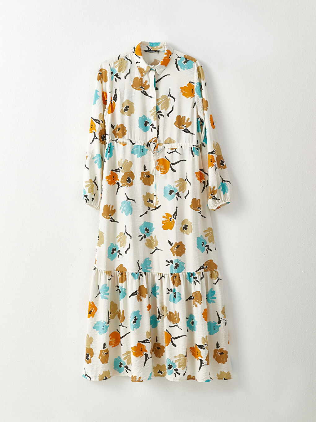 Shirt Neck Patterned Long Sleeve Women's Dress -S2N267Z8-LRA