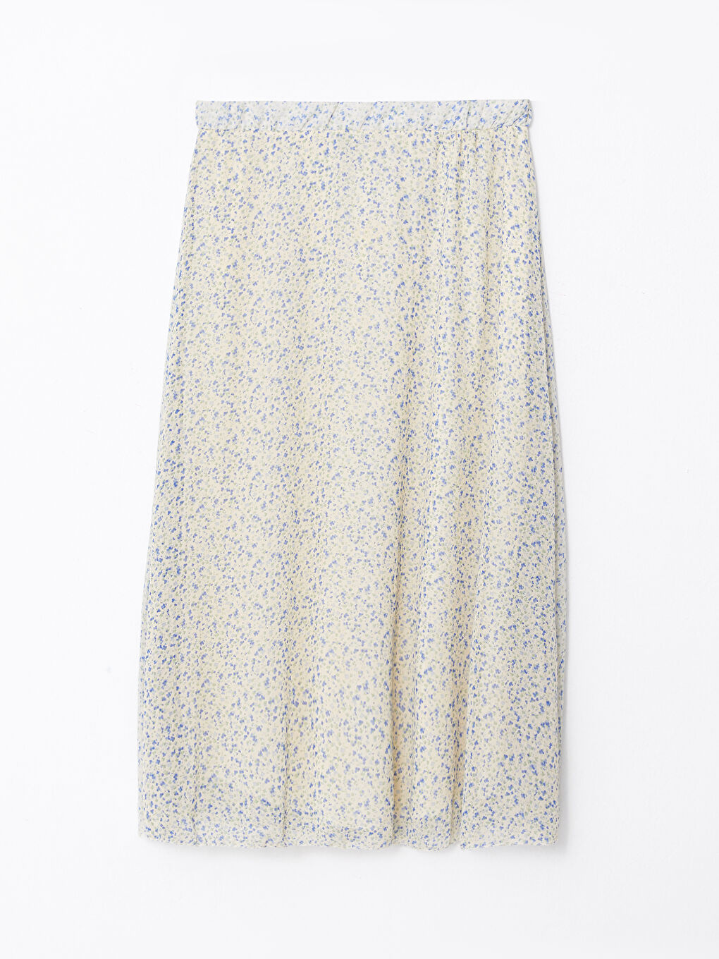 Ekru Beli Lastikli Desenli Astarlı Kadın Etek-5