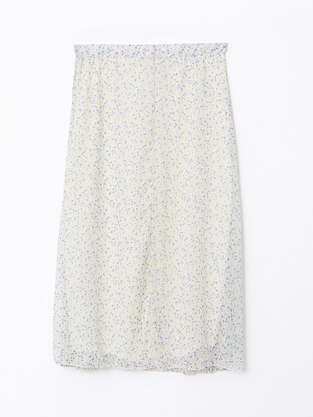 Ekru Beli Lastikli Desenli Astarlı Kadın Etek-6