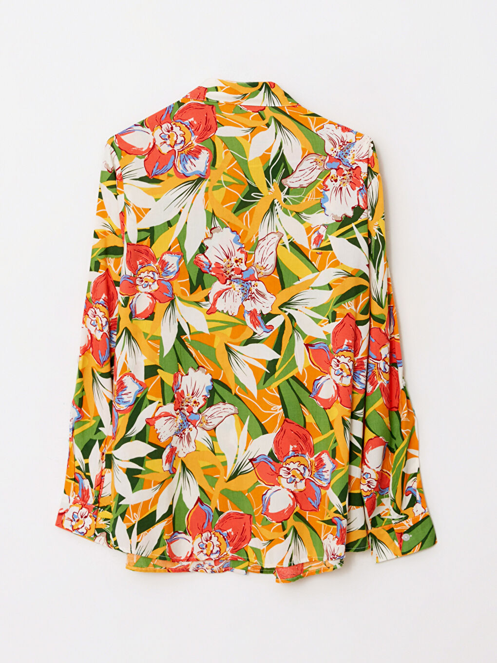Front Button Closure Patterned Long Sleeve Viscose Women's Shirt-6