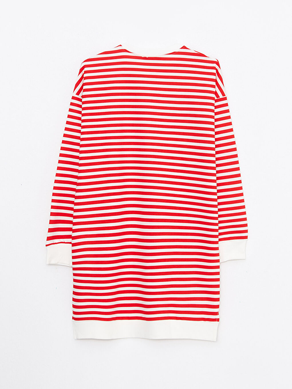 Kırmızı Çizgili Oversize Kadın Sweatshirt Tunik-6