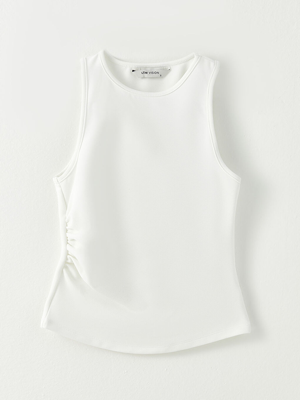 Beyaz Kadın Bisiklet Yaka Düz Atlet-5