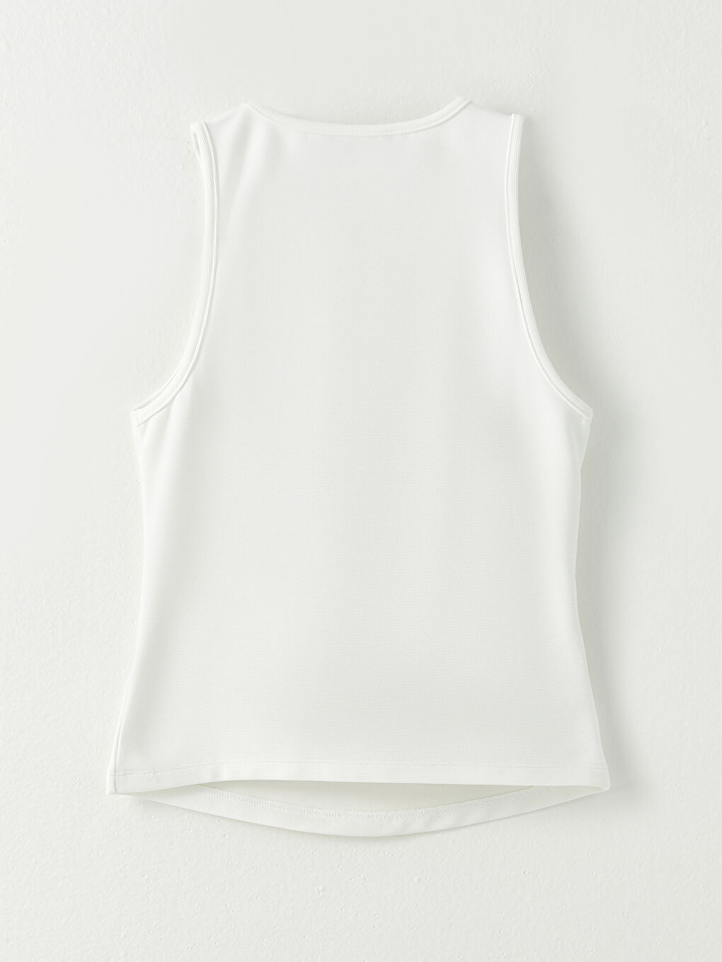 Beyaz Kadın Bisiklet Yaka Düz Atlet-6