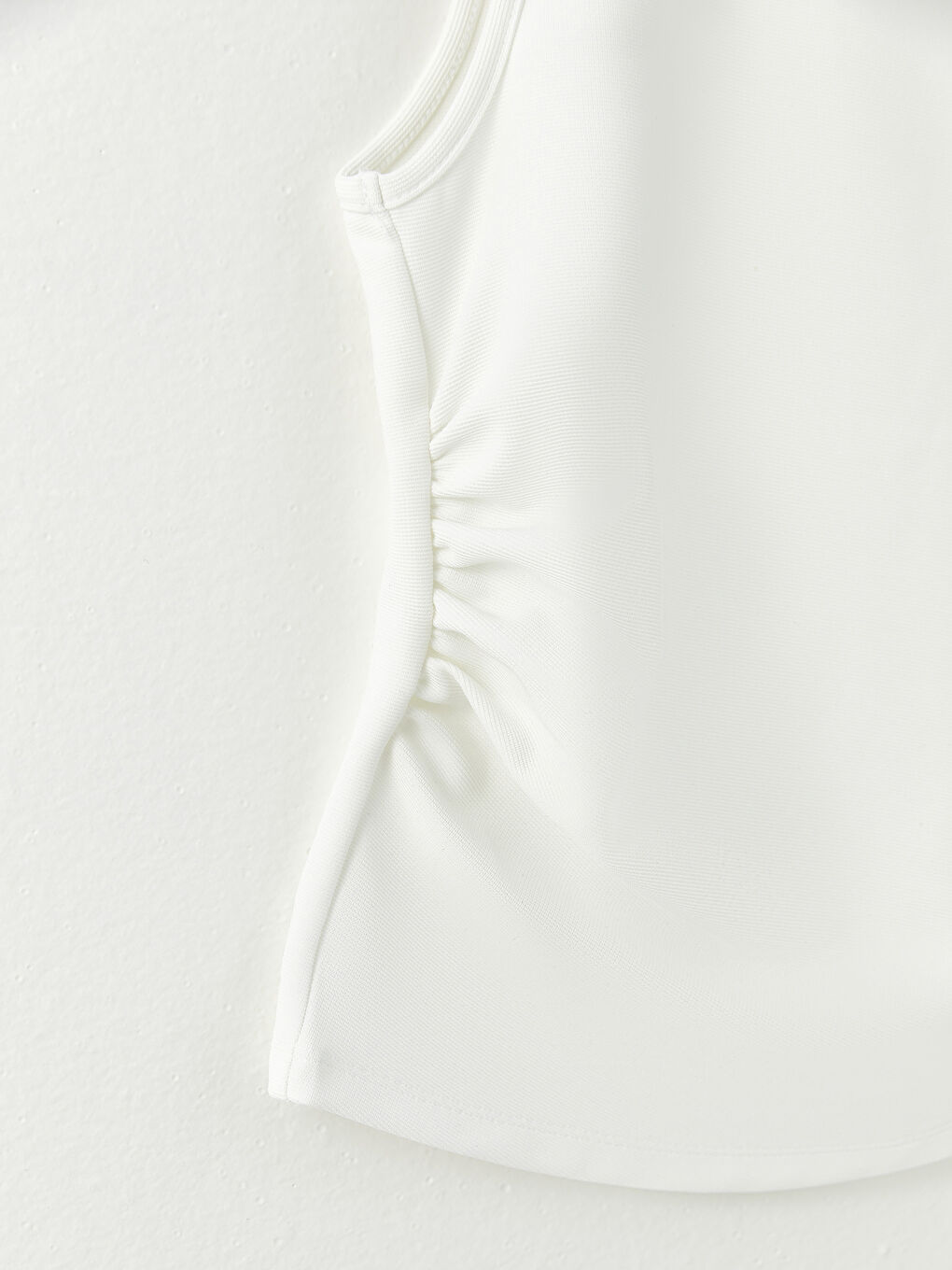 Beyaz Kadın Bisiklet Yaka Düz Atlet-7