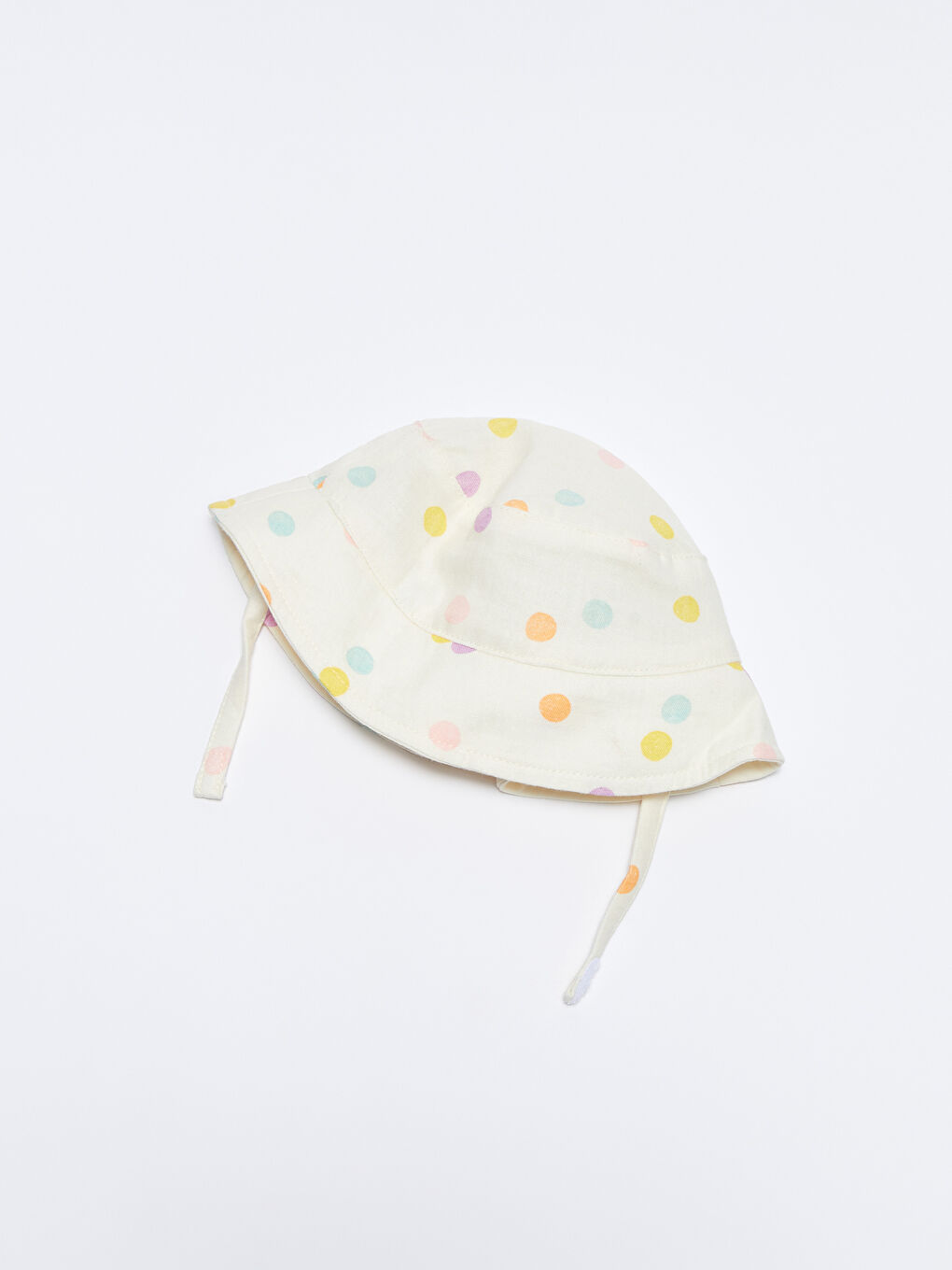 Ekru Puantiye Desenli Kız Bebek Şapka-2