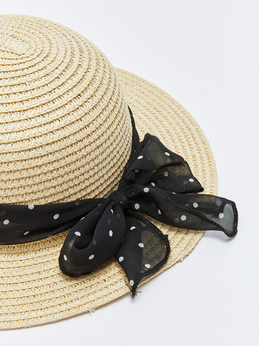 Beyaz Hasır Kız Çocuk Fötr Şapka-1