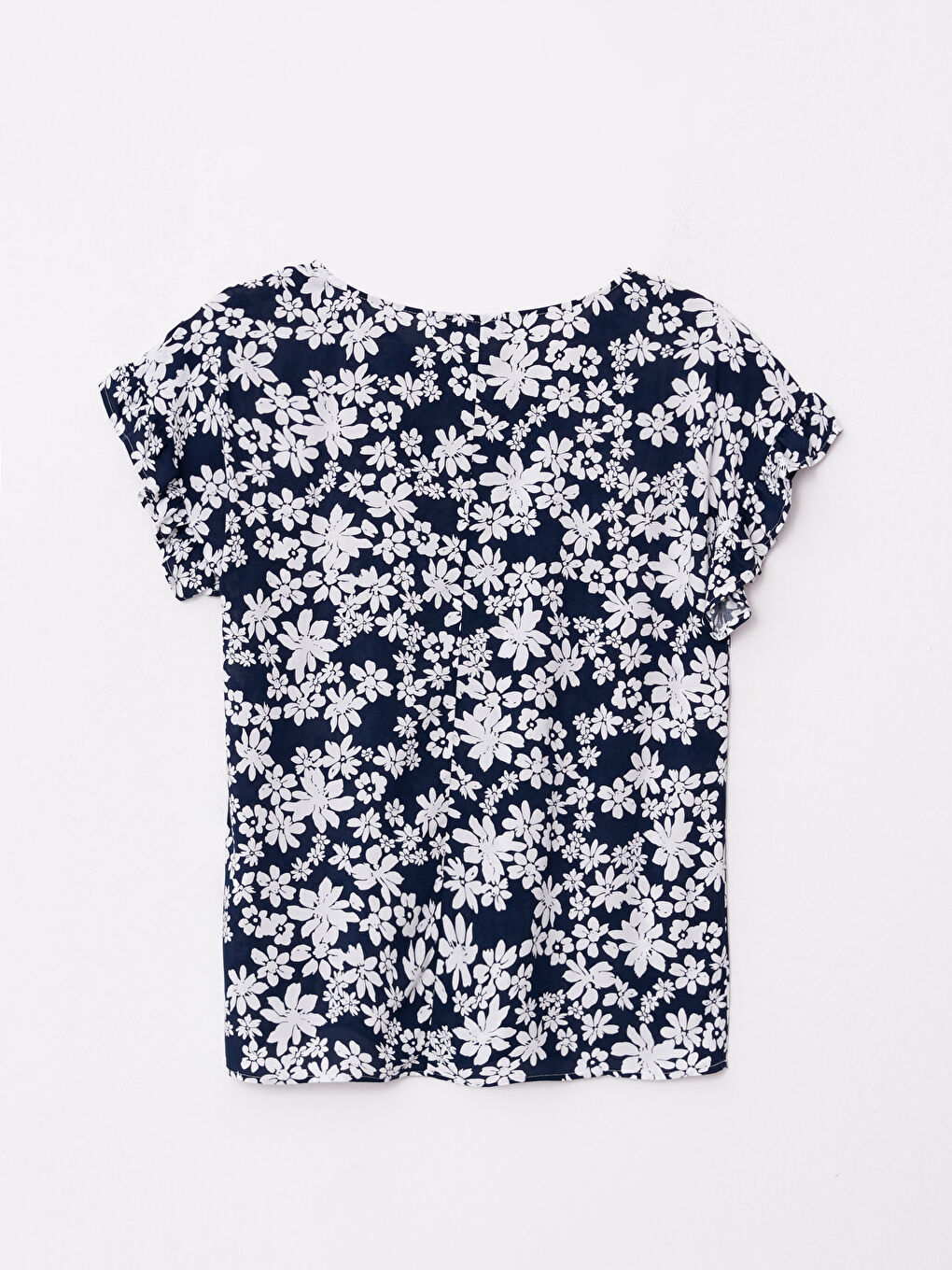 Crew Neck Floral Short Sleeve Viscose Women's Blouse-6