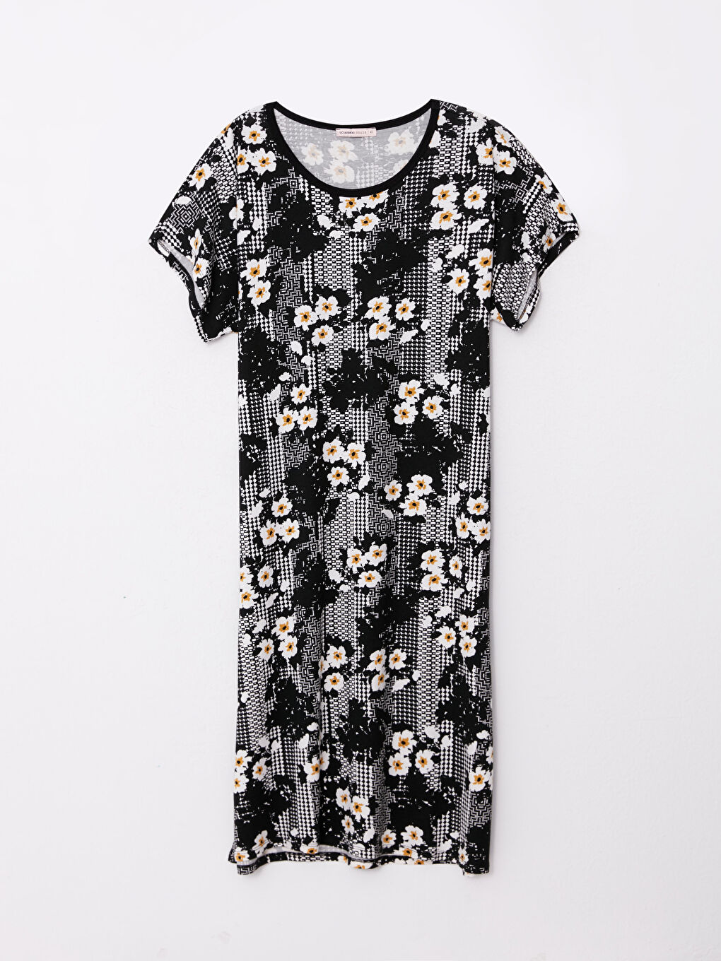 Crew Neck Patterned Short Sleeve Women's Dress -S2N329Z8-LQJ