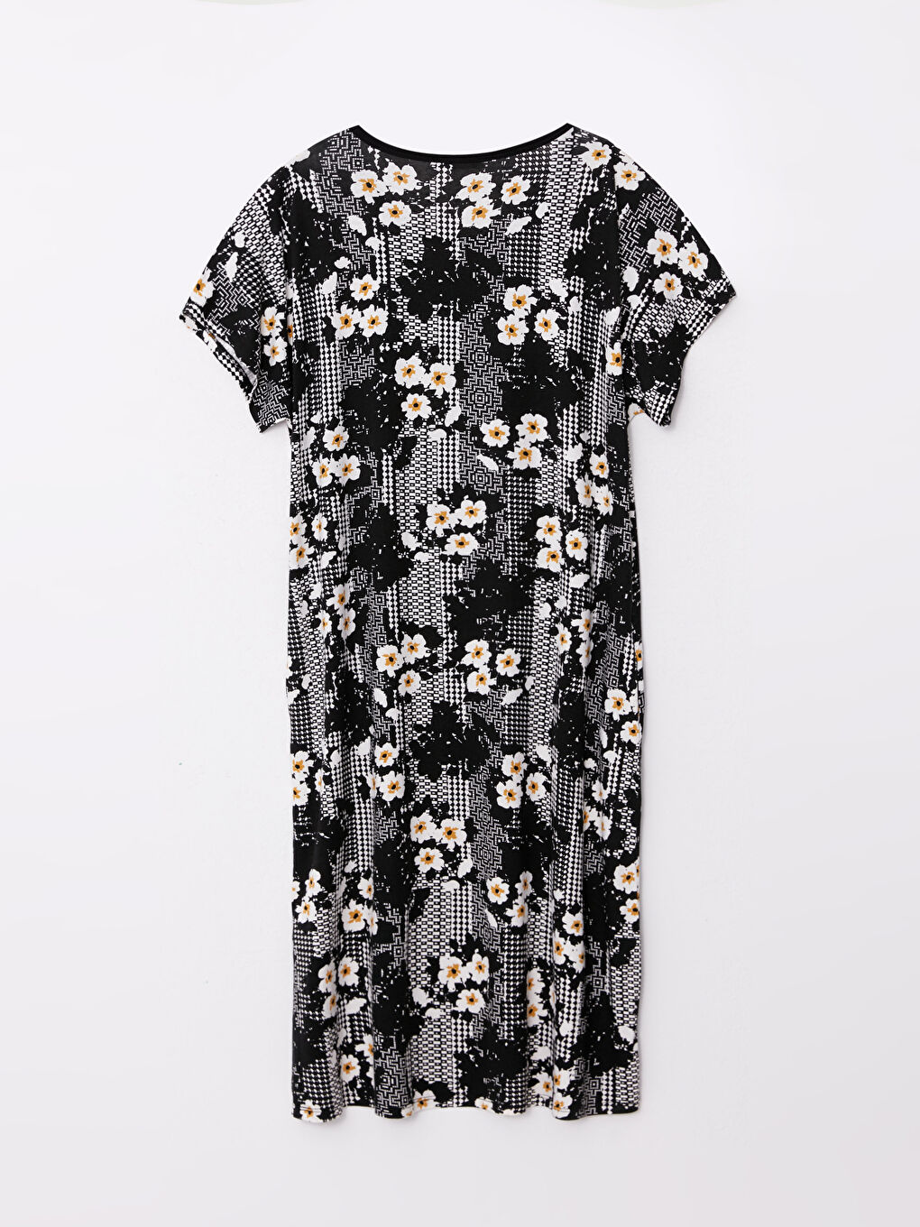 Crew Neck Patterned Short Sleeve Women's Dress -S2N329Z8-LQJ
