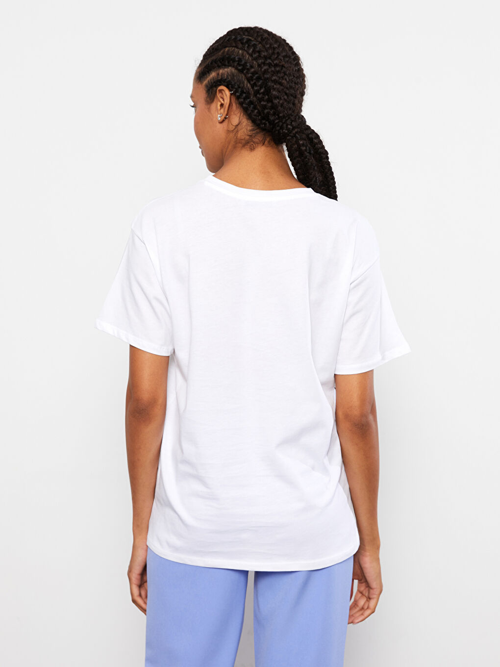 Crew Neck Printed Short Sleeve Cotton Women's T-shirt-4