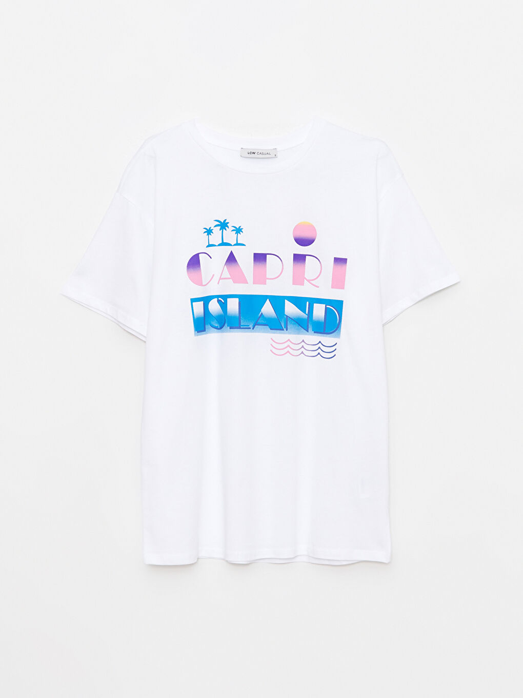 Crew Neck Printed Short Sleeve Cotton Women's T-shirt-5