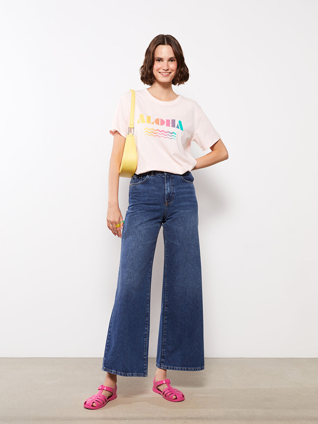 T-shirt en Coton à Manches Courtes Imprimé à Col Rond pour Femmes-2