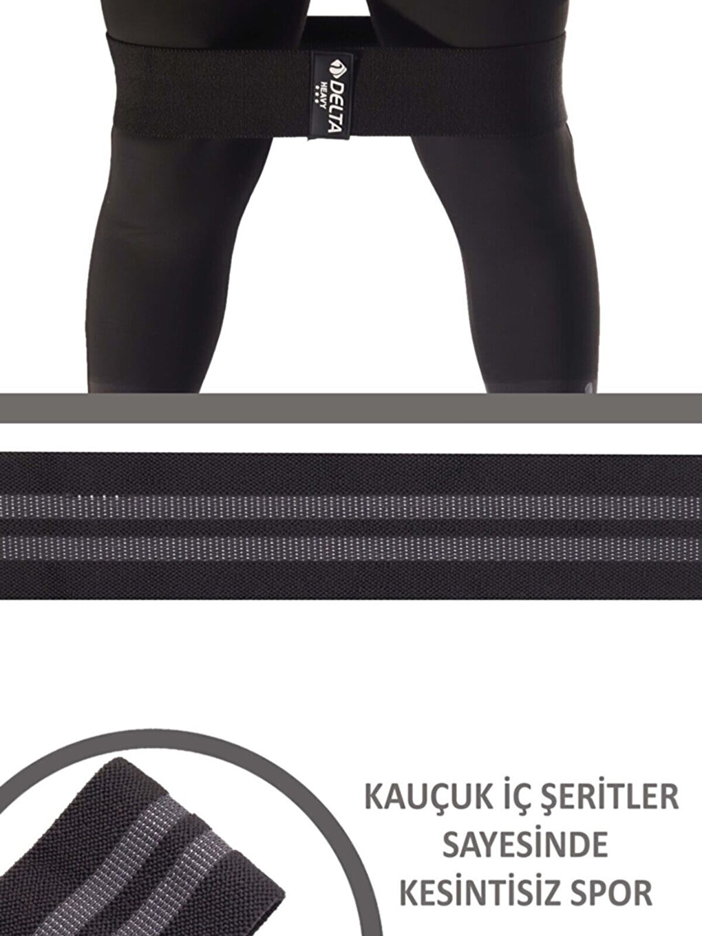 Siyah Orta Sert Squat Bant Pilates Fitness Spor Kalça Egzersizleri Direnç Bandı Lastiği-1