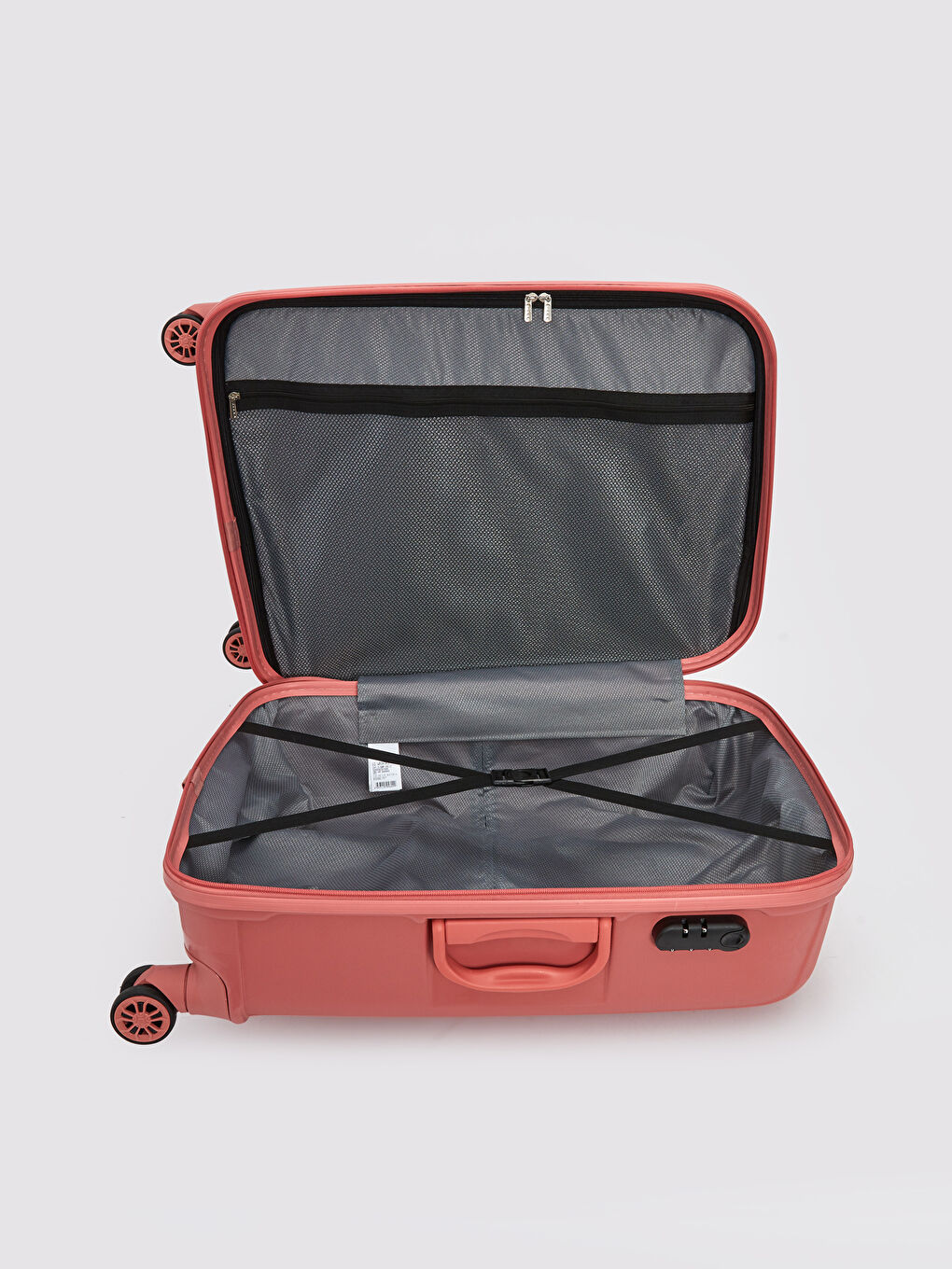 Pembe Kilit Detaylı Çekme Mekanizmalı Orta Boy Valiz-3