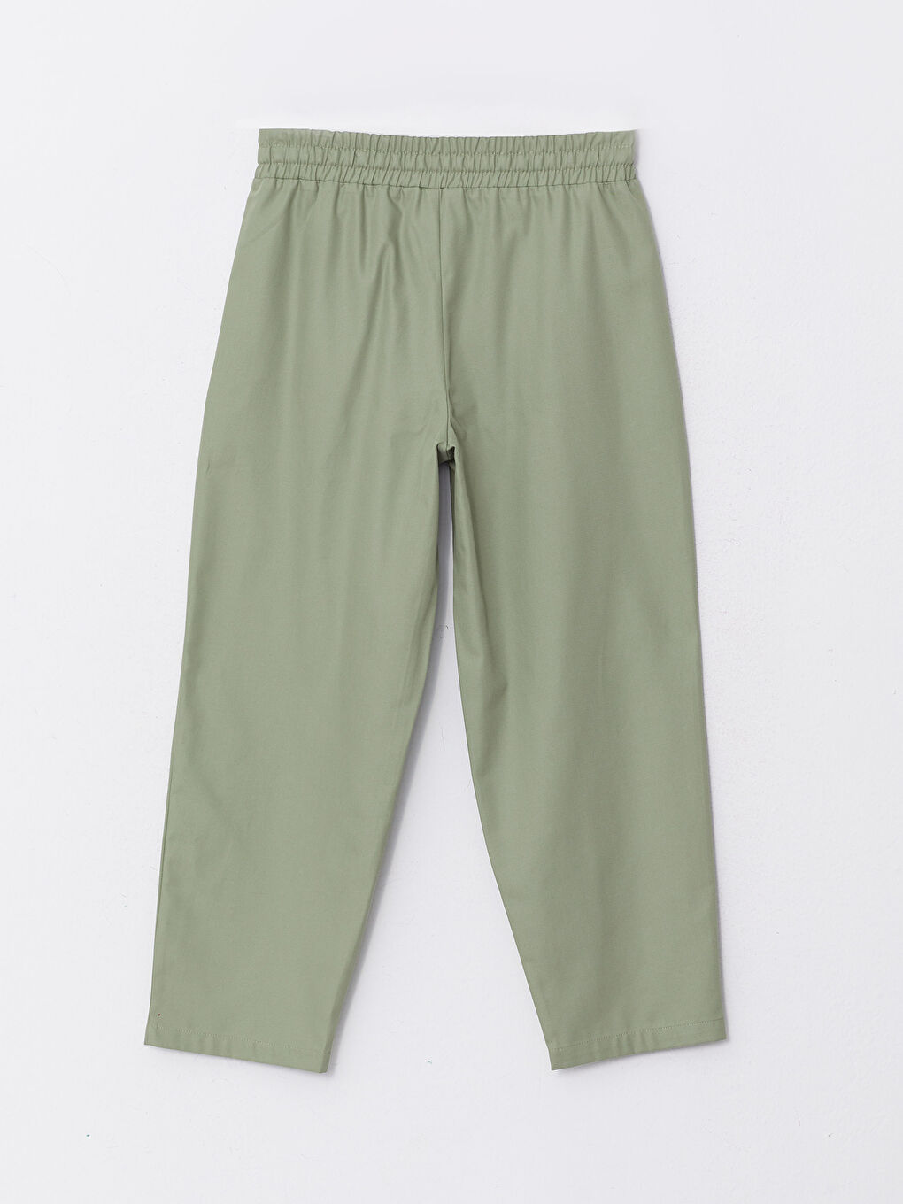 Yeşil Beli Lastikli Düz Gabardin Kadın Pantolon-6