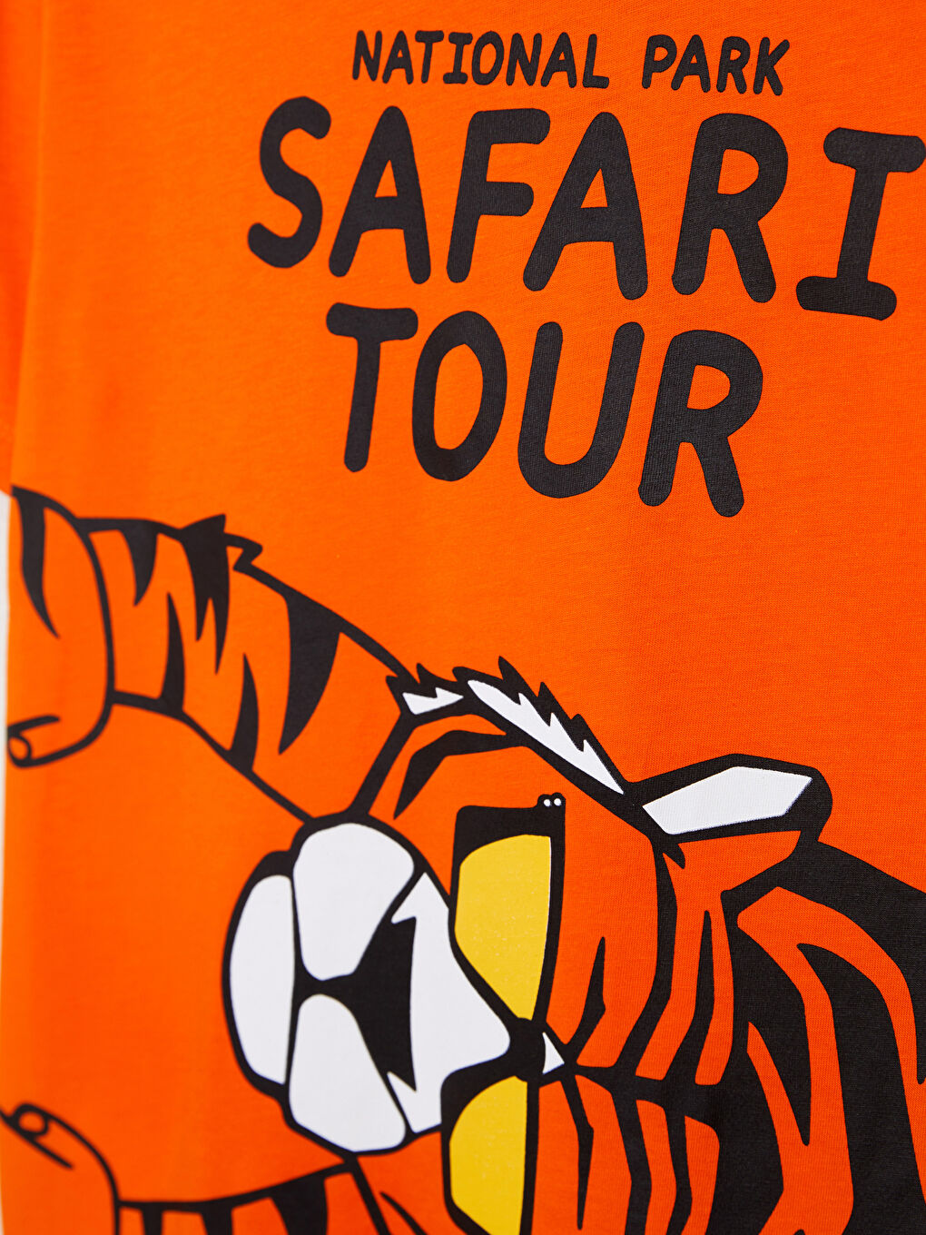 Turuncu Bisiklet Yaka Baskılı Kısa Kollu Pamuklu Erkek Çocuk Tişört-1