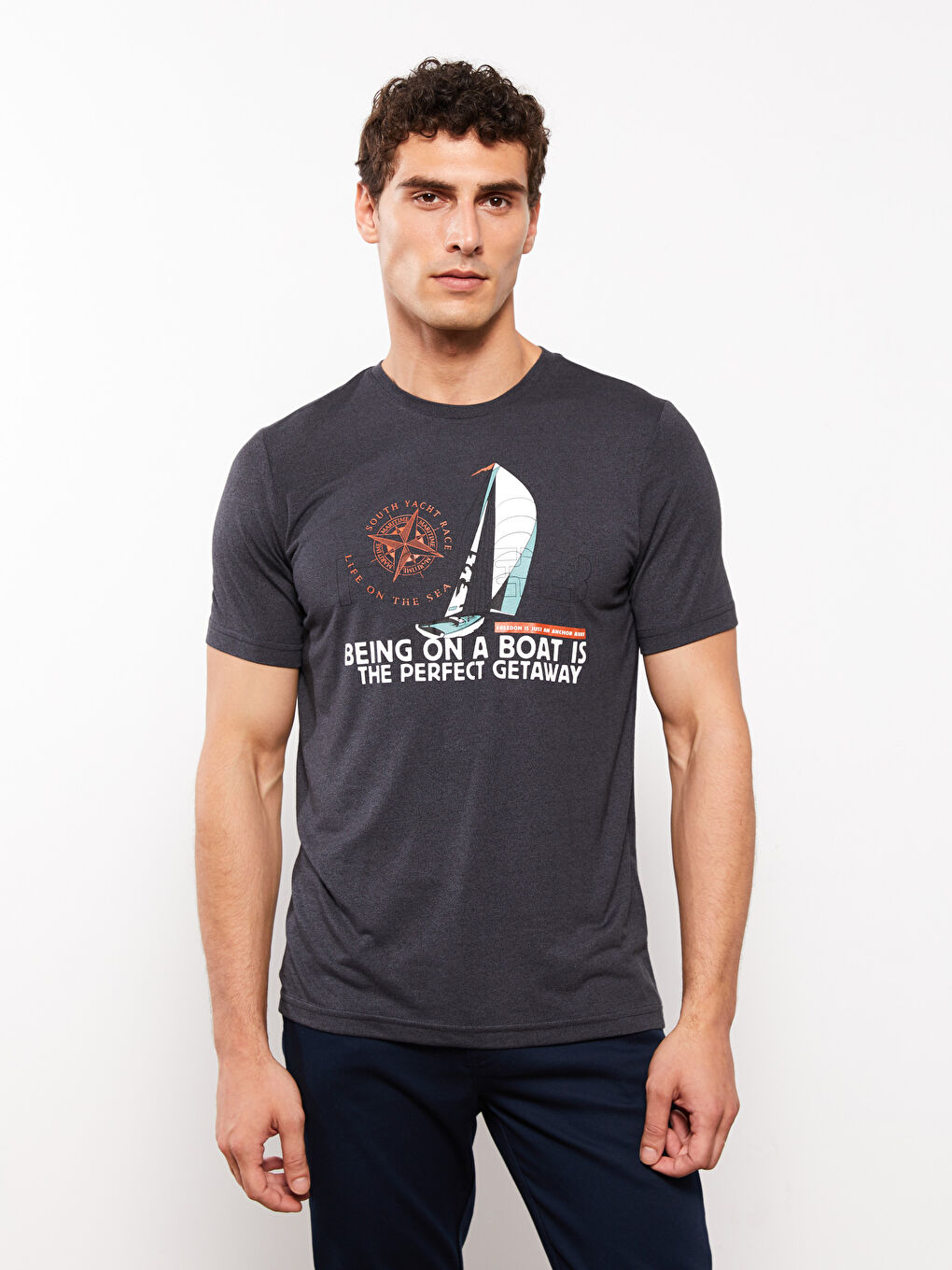 Crew Neck Short Sleeve Printed Combed Cotton Men's T-shirt