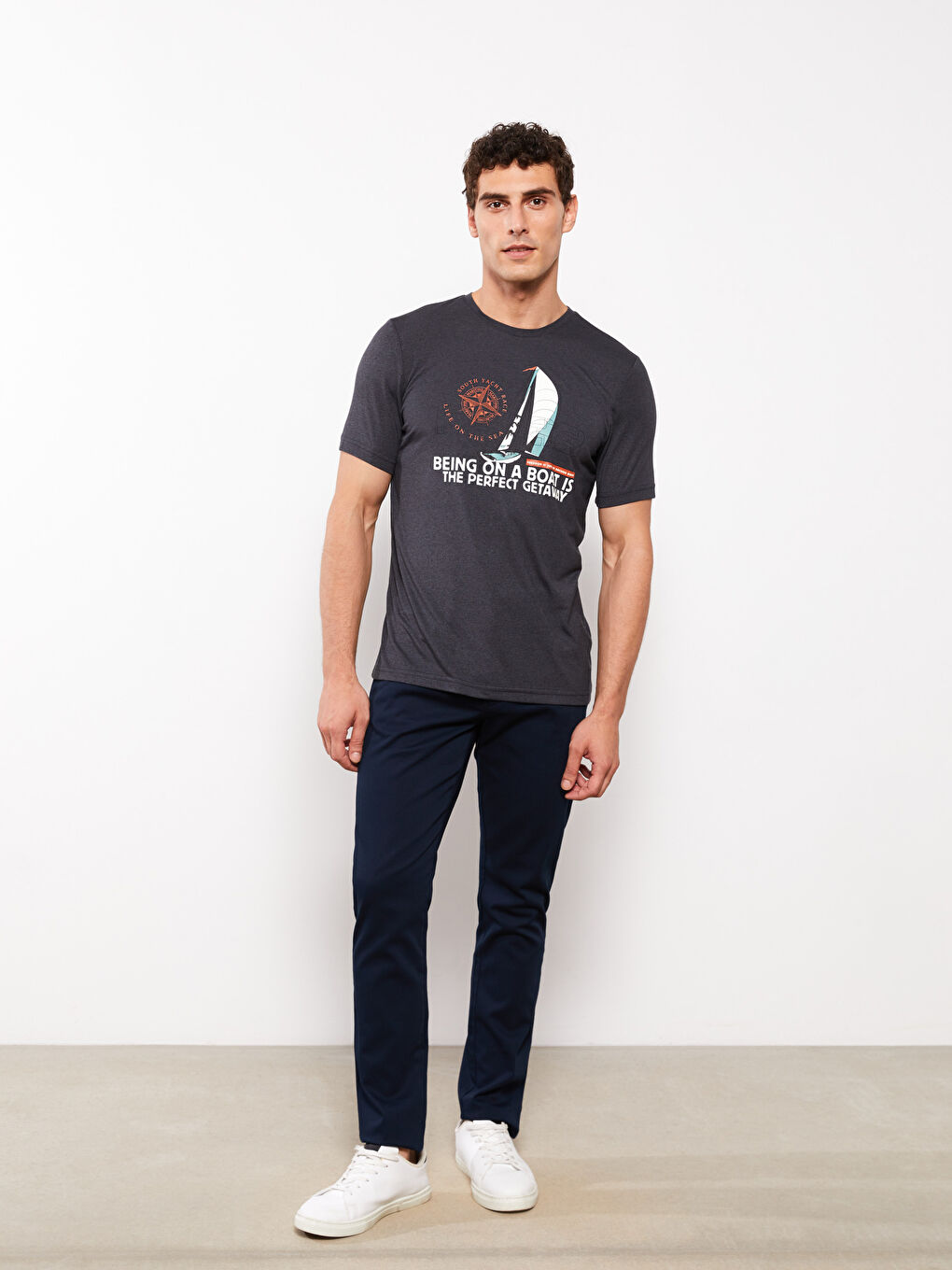 Crew Neck Short Sleeve Printed Combed Cotton Men's T-shirt-2