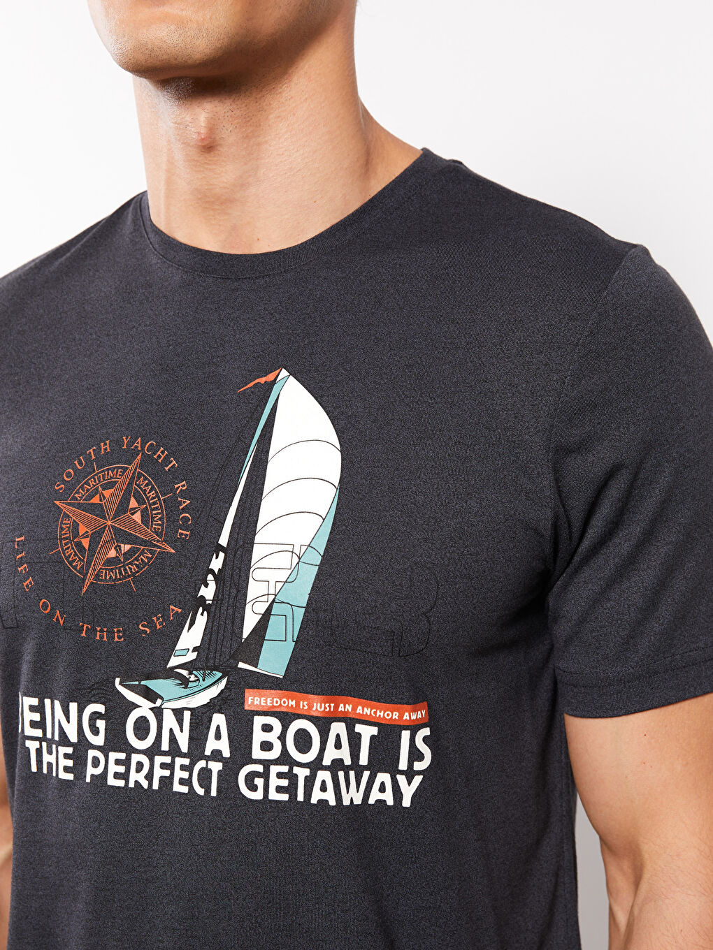 Crew Neck Short Sleeve Printed Combed Cotton Men's T-shirt-3