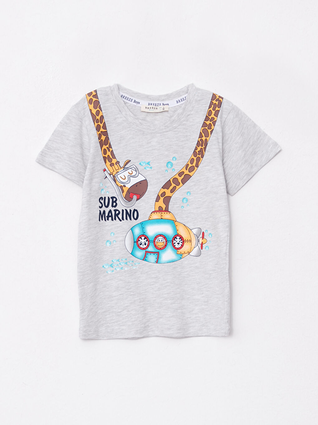 Gri Bisiklet Yaka Erkek Bebek Tişört ve Şort 2'li-1